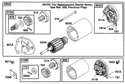 Electric Starter 2 Diagram and Parts List for 253702-0159-XX  Briggs and Stratton Engine